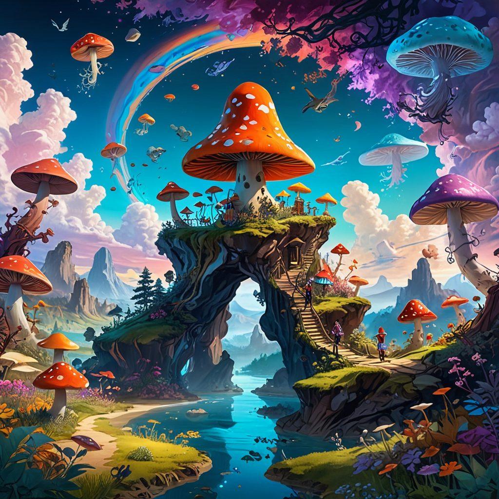 A dynamic illustration of a portal swirling with vibrant colors, depicting an enchanting world filled with whimsical characters from adult animation. In the foreground, silhouettes of distinct characters hint at their diverse personalities, while the background features a magical landscape of surreal fantasies. The overall atmosphere exudes a playful yet edgy vibe, inviting viewers to explore. super-realistic. vibrant colors. 3D.